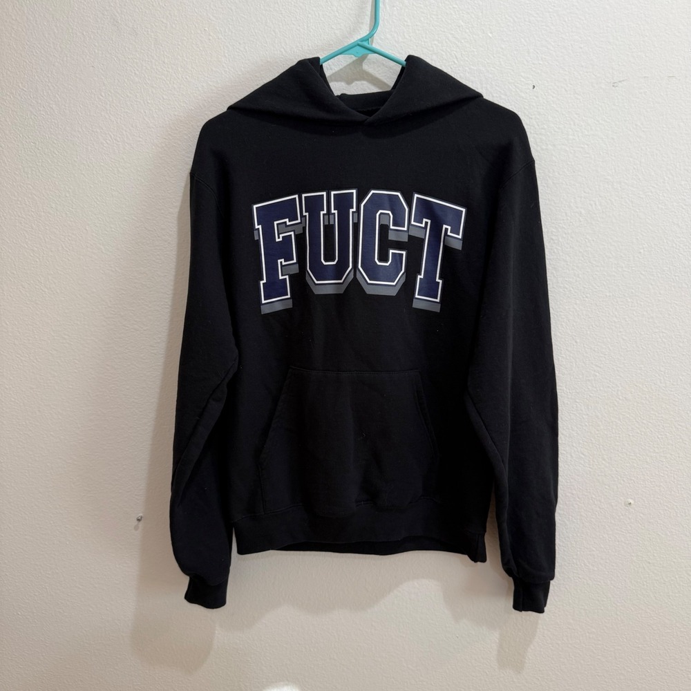 Champion x FUCT Hoodie Mens Small Black Graphic Pullover Streetwear Skate